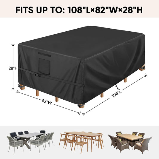 BALEINE Patio Furniture Covers, 108×82 Outdoor Furniture Cover Waterproof, Heavy Duty Oxford Patio Table Cover for Outdoor Table, Chair, Sofa, Desk (Black 108"L×82"W×28"H)