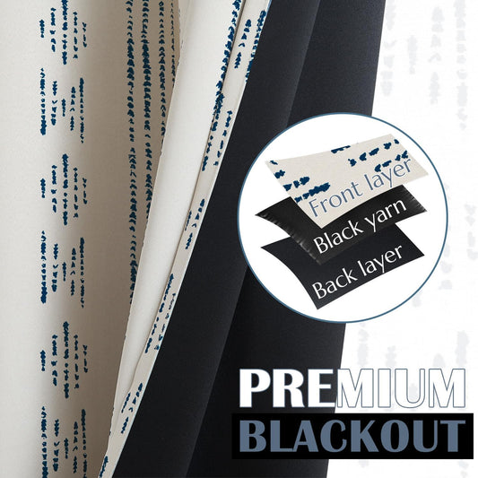 jinchan 95% Blackout Boho Kitchen Curtains 36 Inches Cafe Tier Curtains Bohemian Small Drapes for Bedroom RV Basement Half Window Room Darkening Thermal Insulated 2 Panels Blue on Beige