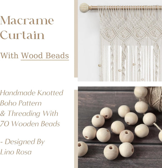 Boho Beaded Curtain for Door Doorway,Bohemian Macrame Closet Curtain for Open Closet,Hanging Beads for Wall Room Divider