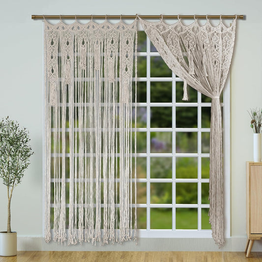 Macrame Curtain Boho Doorway Curtains,Handmade String Backdrop Panel Hippie Door Hanging Wedding Decor Arch Curtain Room Divider Bohemian Wall Cover Window Bedroom Doors (Arch)
