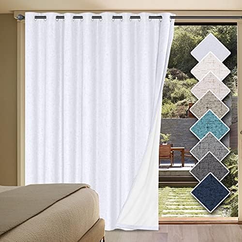 H.VERSAILTEX Linen Blackout Curtains 45 Inches Long 100% Blackout Thermal Insulated Textured Linen Look Curtain Draperies Anti-Rust Grommet, Energy Saving with White Liner, 2 Panels, Natural