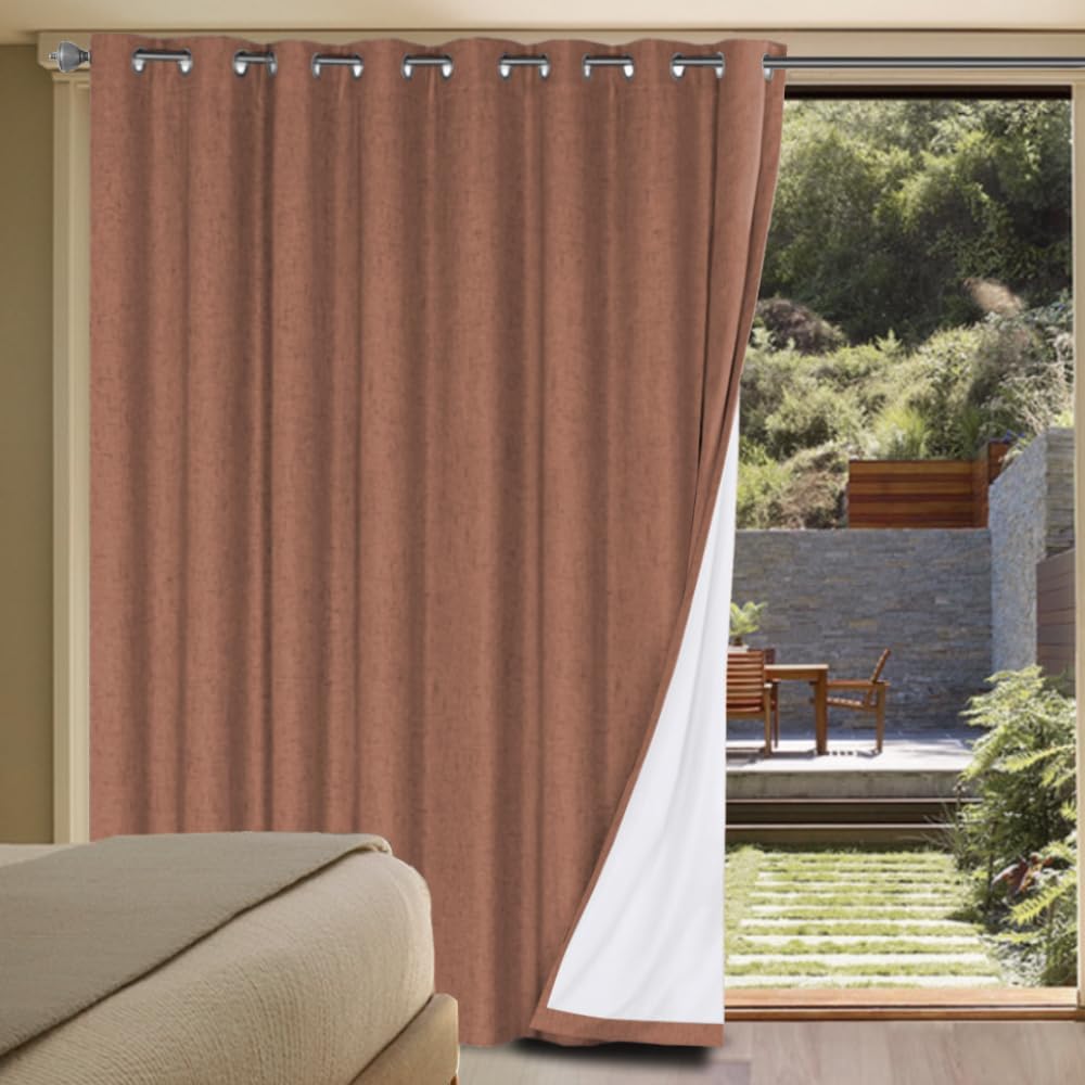 H.VERSAILTEX Linen Blackout Curtains 45 Inches Long 100% Blackout Thermal Insulated Textured Linen Look Curtain Draperies Anti-Rust Grommet, Energy Saving with White Liner, 2 Panels, Natural