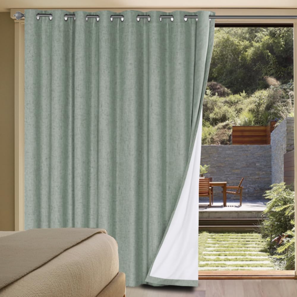 H.VERSAILTEX Linen Blackout Curtains 45 Inches Long 100% Blackout Thermal Insulated Textured Linen Look Curtain Draperies Anti-Rust Grommet, Energy Saving with White Liner, 2 Panels, Natural
