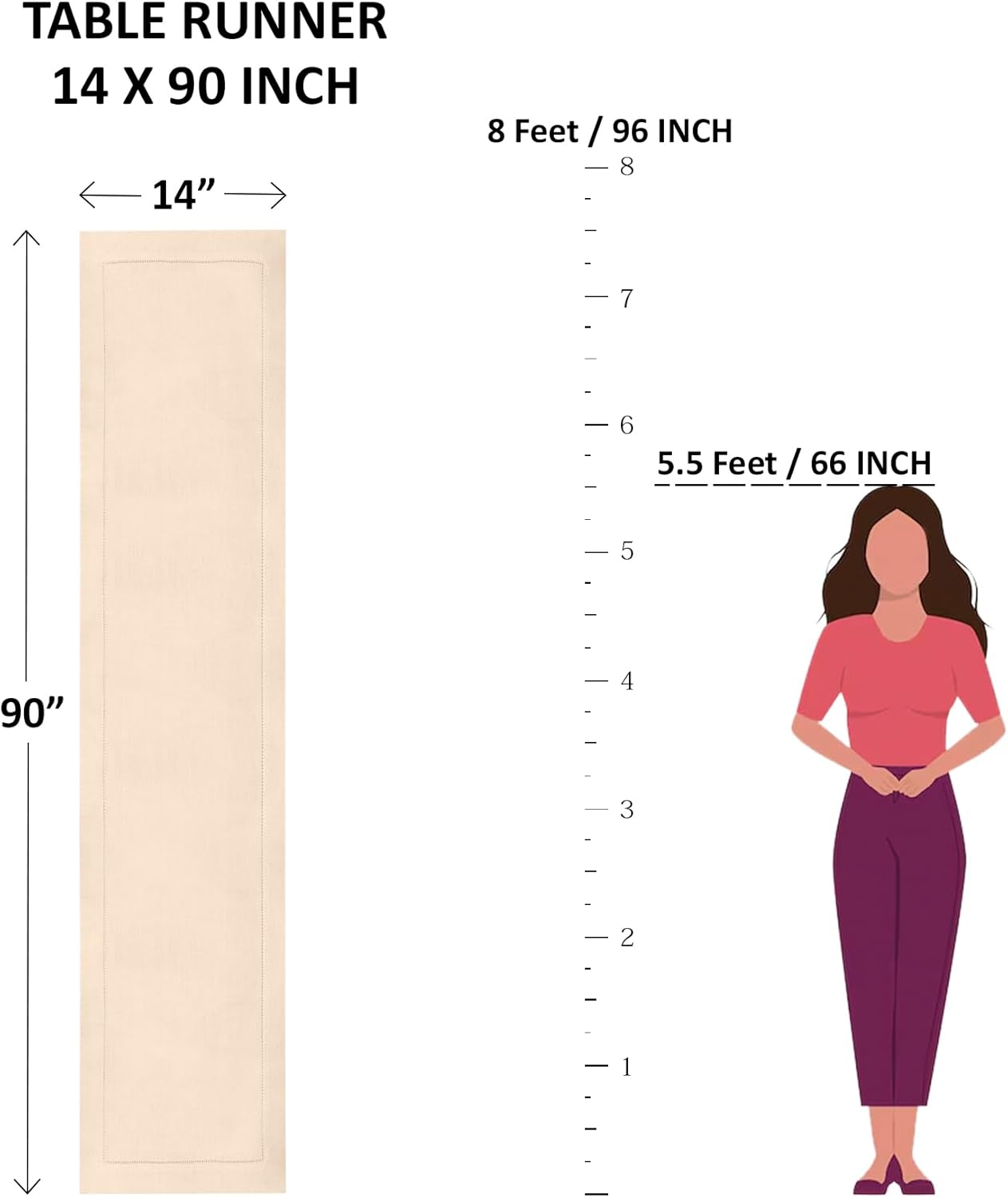 Solino Home Linen Table Runner 90 Inches Long - Athena, 100% Pure Linen Light Natural Table Runner 14 x 90 Inch for Dining, Fall, Autumn, Thanksgiving, Holiday