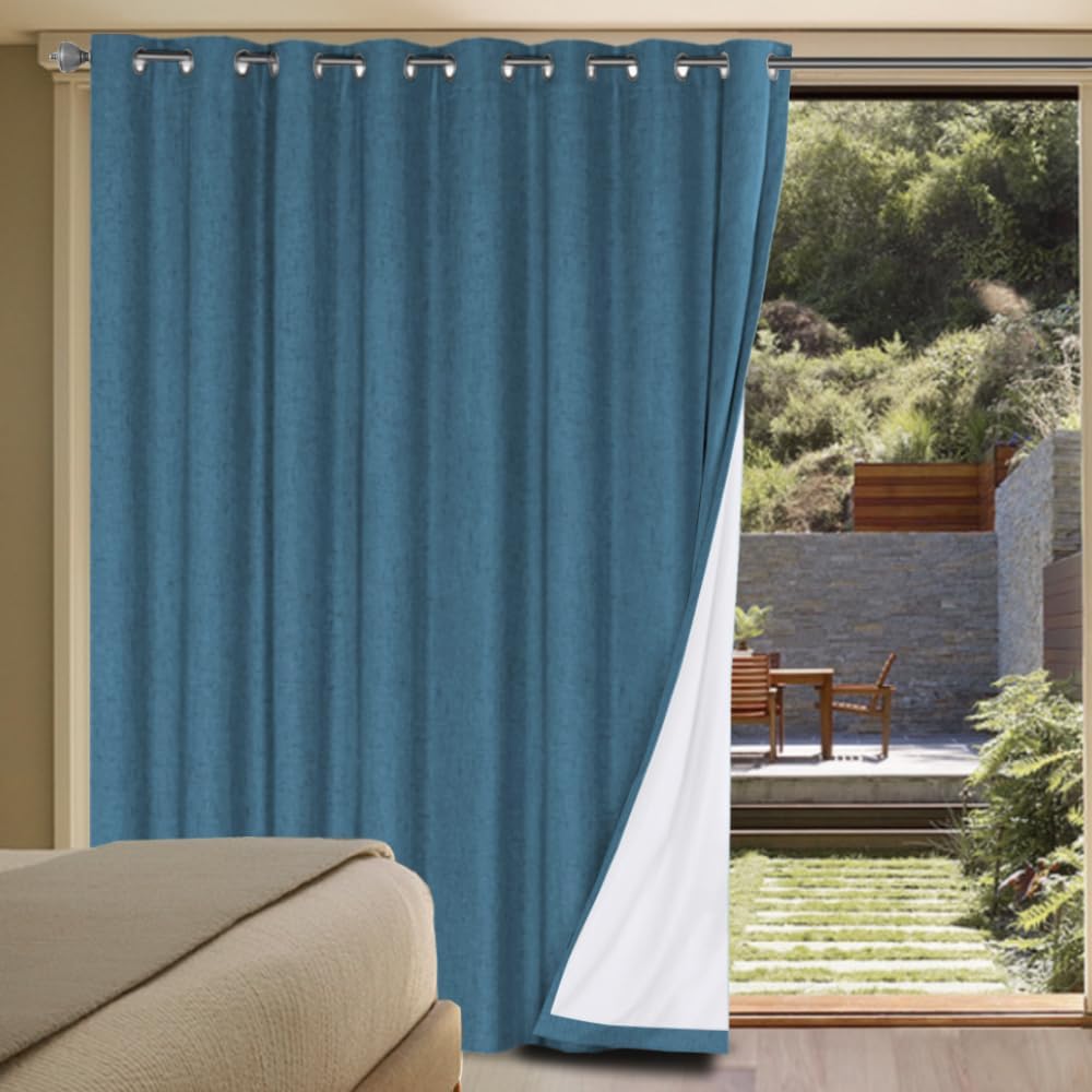 H.VERSAILTEX Linen Blackout Curtains 45 Inches Long 100% Blackout Thermal Insulated Textured Linen Look Curtain Draperies Anti-Rust Grommet, Energy Saving with White Liner, 2 Panels, Natural