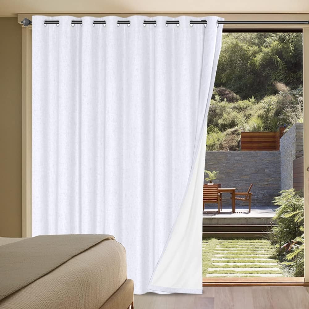 H.VERSAILTEX Linen Blackout Curtains 45 Inches Long 100% Blackout Thermal Insulated Textured Linen Look Curtain Draperies Anti-Rust Grommet, Energy Saving with White Liner, 2 Panels, Natural