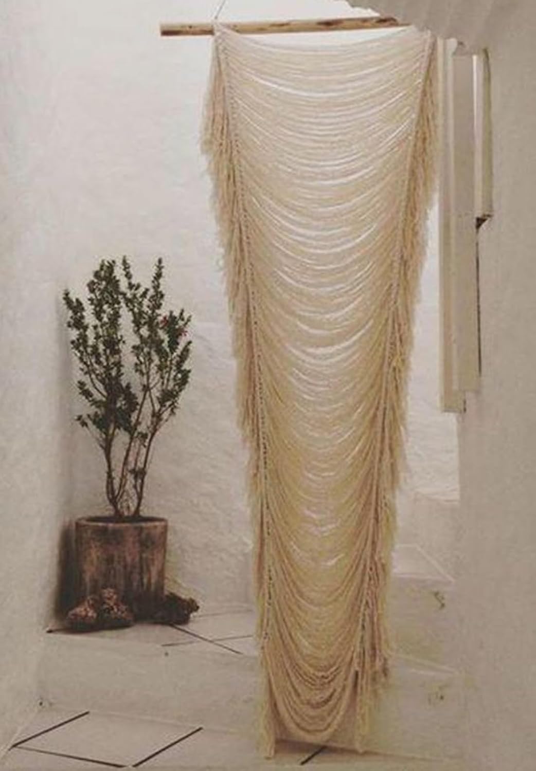 Macrame Curtain Boho Curtain Doorway Window Wall Decor Fiber Yarn Art Handwoven Wall Hanging Art Craftsmanship Home Door Bedroom Wedding Backdrop Arch,Closet Room Divider 59" W x 75" H (1 Panel,Khaki)