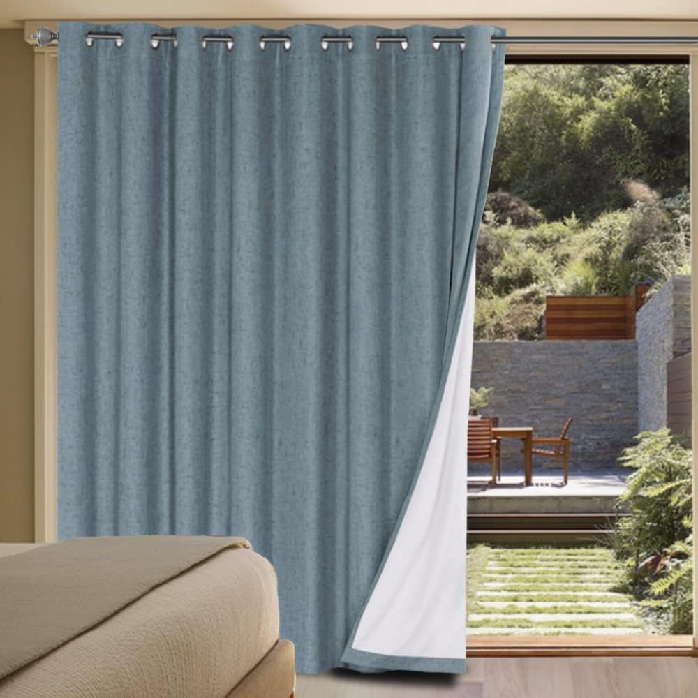 H.VERSAILTEX Linen Blackout Curtains 45 Inches Long 100% Blackout Thermal Insulated Textured Linen Look Curtain Draperies Anti-Rust Grommet, Energy Saving with White Liner, 2 Panels, Natural
