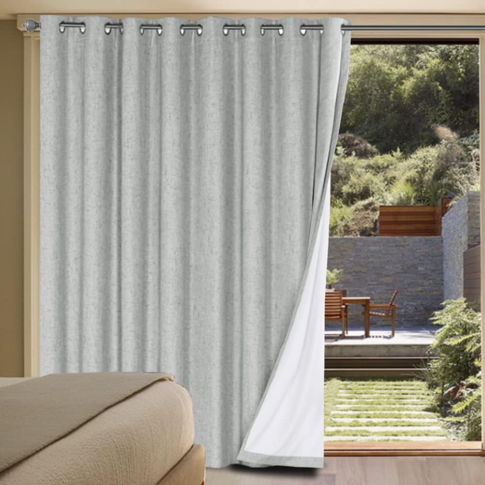 H.VERSAILTEX Linen Blackout Curtains 45 Inches Long 100% Blackout Thermal Insulated Textured Linen Look Curtain Draperies Anti-Rust Grommet, Energy Saving with White Liner, 2 Panels, Natural