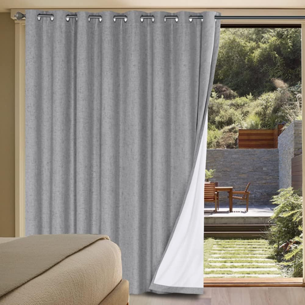 H.VERSAILTEX Linen Blackout Curtains 45 Inches Long 100% Blackout Thermal Insulated Textured Linen Look Curtain Draperies Anti-Rust Grommet, Energy Saving with White Liner, 2 Panels, Natural
