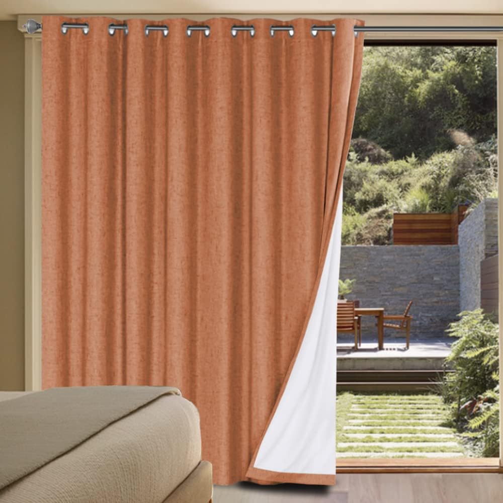 H.VERSAILTEX Linen Blackout Curtains 45 Inches Long 100% Blackout Thermal Insulated Textured Linen Look Curtain Draperies Anti-Rust Grommet, Energy Saving with White Liner, 2 Panels, Natural