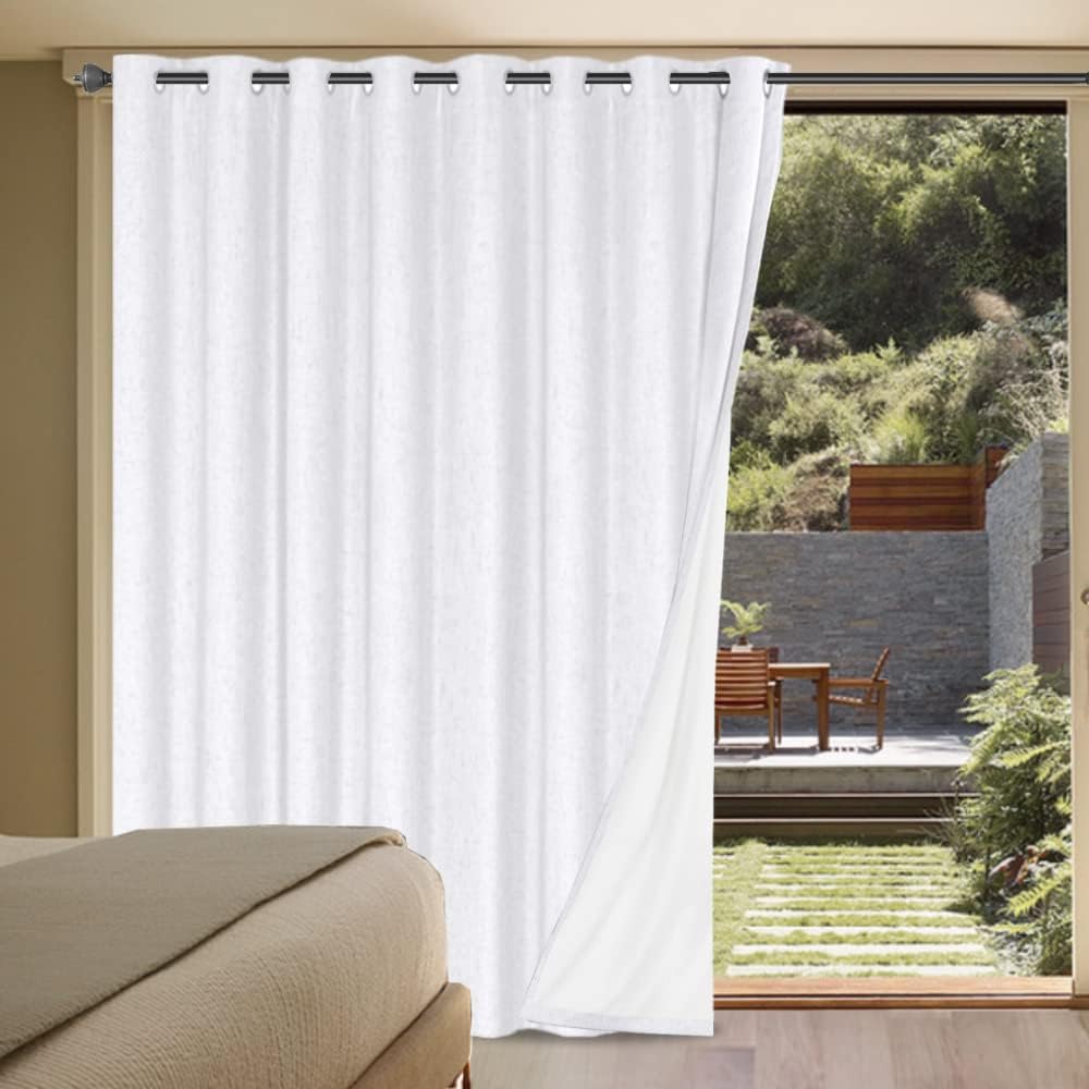 H.VERSAILTEX Linen Blackout Curtains 45 Inches Long 100% Blackout Thermal Insulated Textured Linen Look Curtain Draperies Anti-Rust Grommet, Energy Saving with White Liner, 2 Panels, Natural