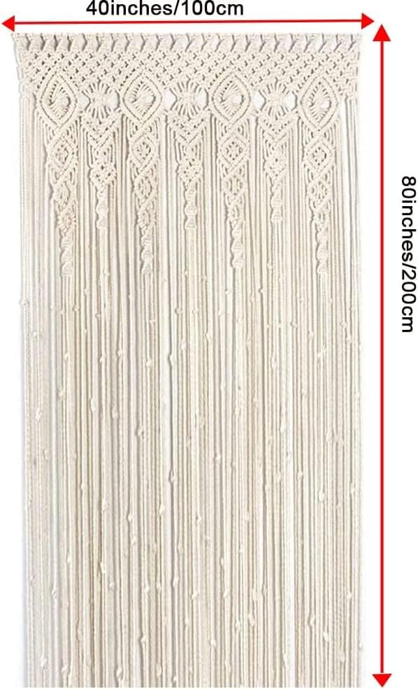 Macrame Curtain Wall Hanging Handmade Boho Curtains for Wedding Backdrop Arch Closet Room Divider Boho Wall Decor 40"X80"