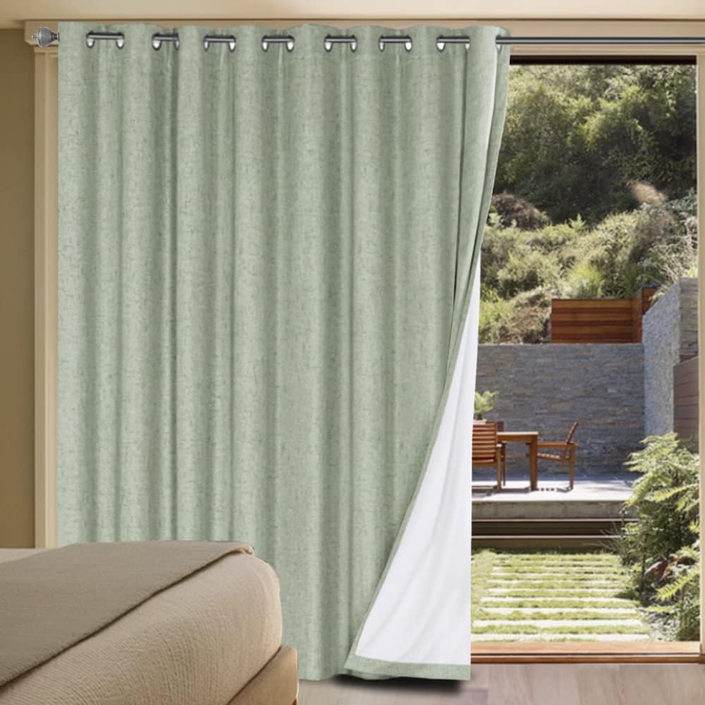 H.VERSAILTEX Linen Blackout Curtains 45 Inches Long 100% Blackout Thermal Insulated Textured Linen Look Curtain Draperies Anti-Rust Grommet, Energy Saving with White Liner, 2 Panels, Natural