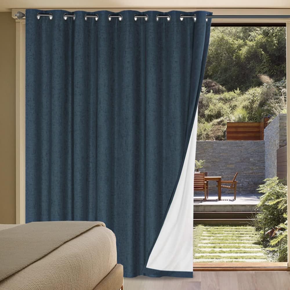 H.VERSAILTEX Linen Blackout Curtains 45 Inches Long 100% Blackout Thermal Insulated Textured Linen Look Curtain Draperies Anti-Rust Grommet, Energy Saving with White Liner, 2 Panels, Natural