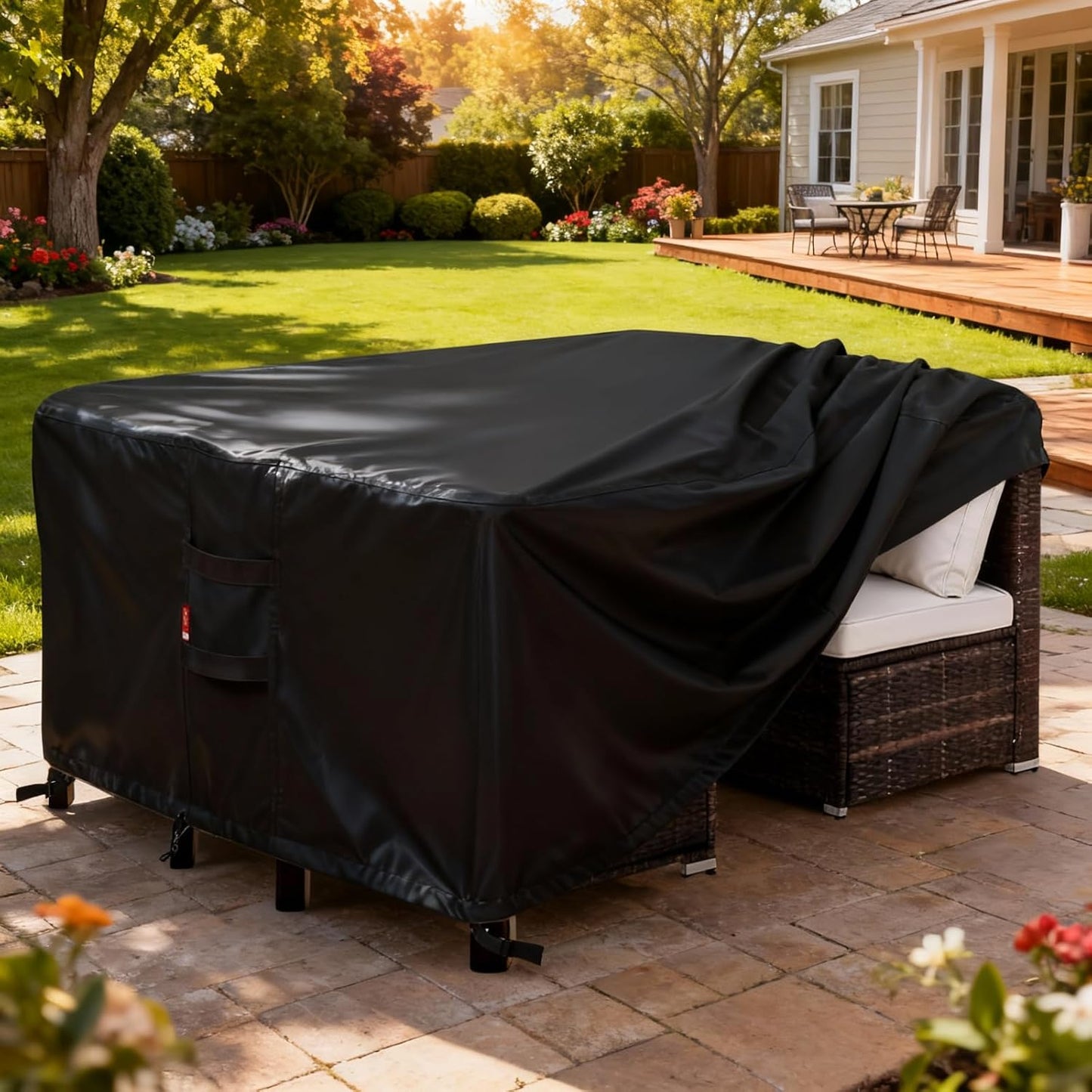 SheeChung Outdoor Furniture Cover Square 74"Lx74"Wx28"H,Waterproof Patio Fabric Furniture Covers,Heavy Duty Outdoor Table and Chairs Cover,Patio Covers for Outdoor Furniture Waterproof