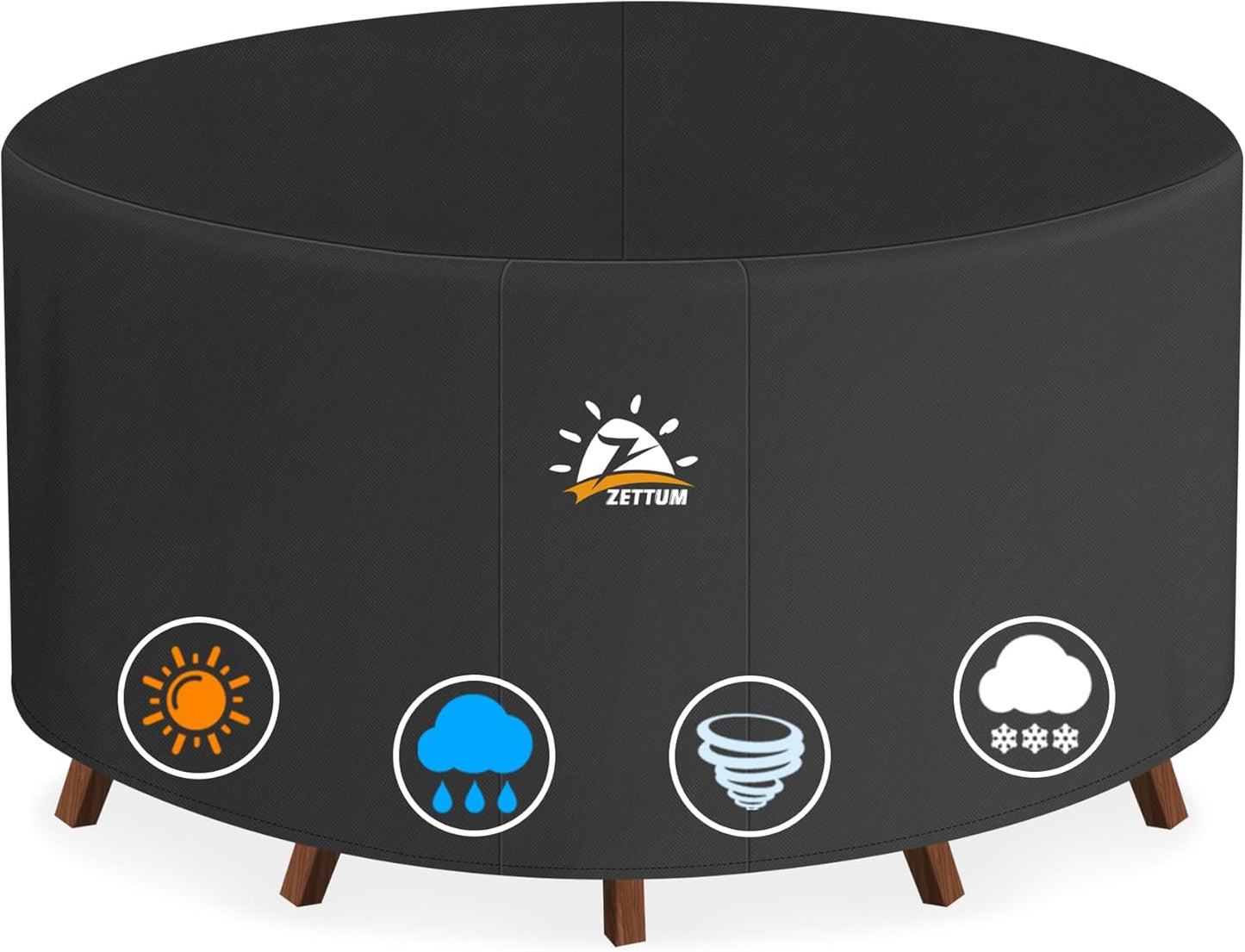 Zettum Patio Furniture Cover Square - 600D Outdoor Table Cover Waterproof & Heavy Duty, 86 Inch Large Lawn Furniture Set Covers for Outside Dining Table and Chairs Seating Combo - 86 x 86 x 28 Inch