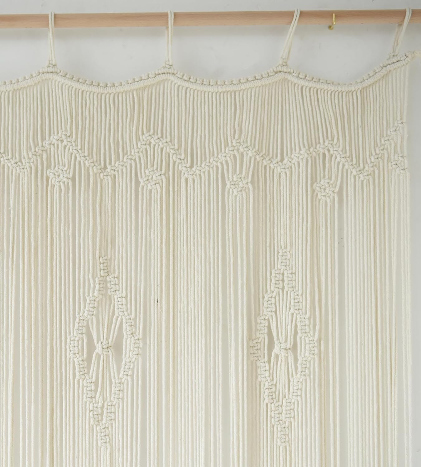 Macrame Curtain Long Cotton Window Panel Boho Curtains for Bedroom Wedding Backdrop Room Divider Doorway Closet Apartment 35''W x 70''L
