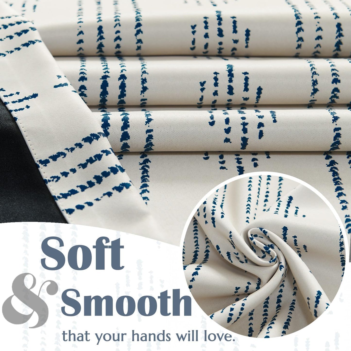 jinchan 95% Blackout Boho Kitchen Curtains 36 Inches Cafe Tier Curtains Bohemian Small Drapes for Bedroom RV Basement Half Window Room Darkening Thermal Insulated 2 Panels Blue on Beige