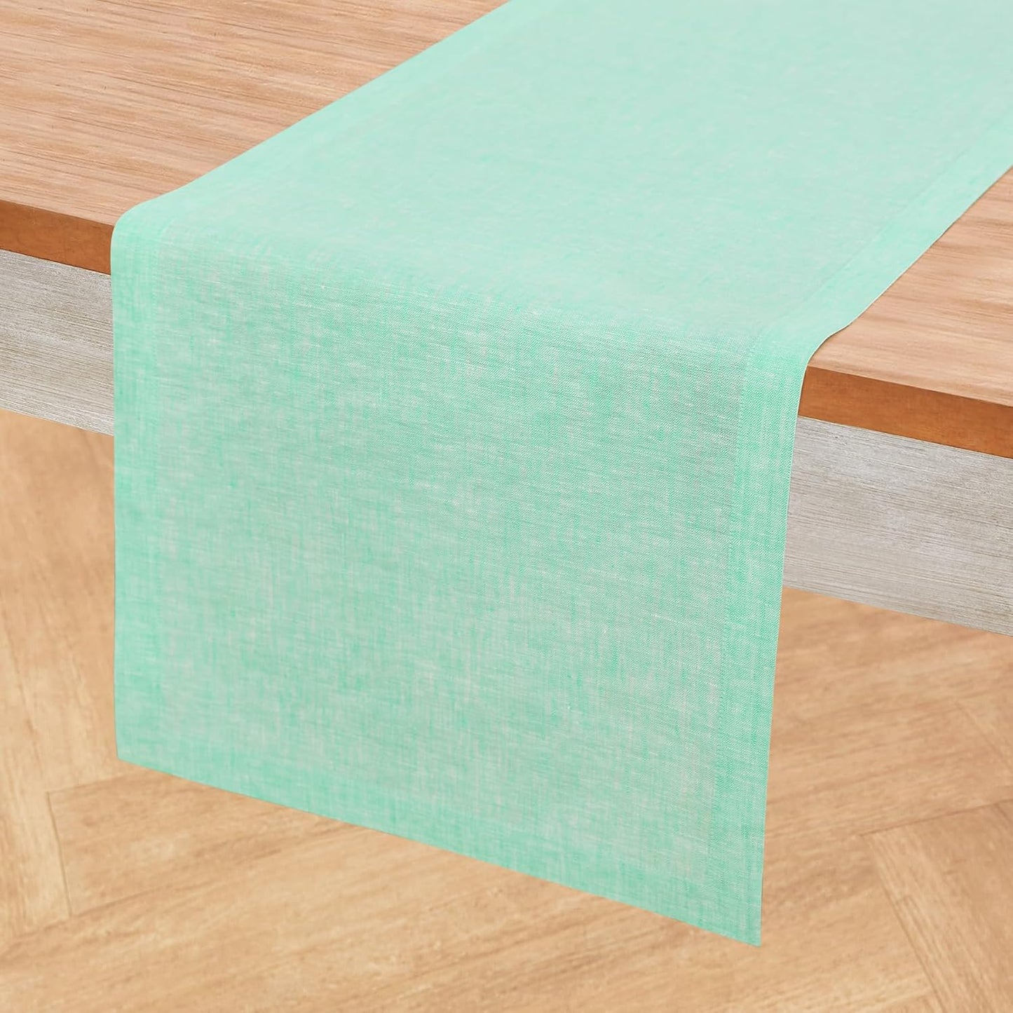 Solino Home Linen Table Runner 108 Inches Long - Athena, 100% Pure Linen Light Natural 14 x 108 Inch Table Runner for Dining, Fall, Autumn, Thanksgiving, Holiday