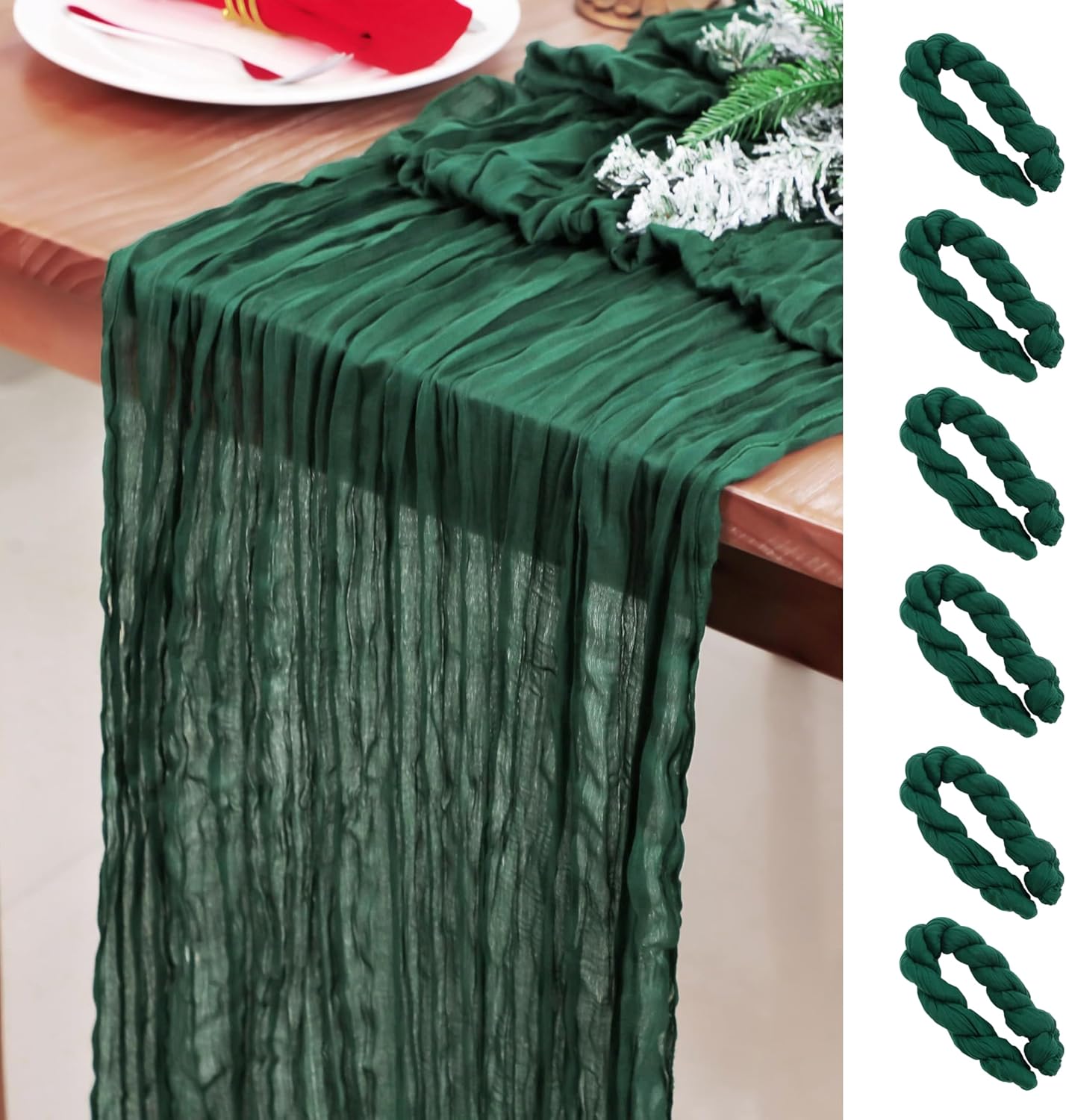 Snowkingdom 10 Pack 10ft Gold Table Runners, Sheer Chiffon Tulle Cheesecloth Sequin Glitter Metallic, Golden Centerpieces Table Decorations for Party Wedding Christmas Birthday Bridal Baby Shower