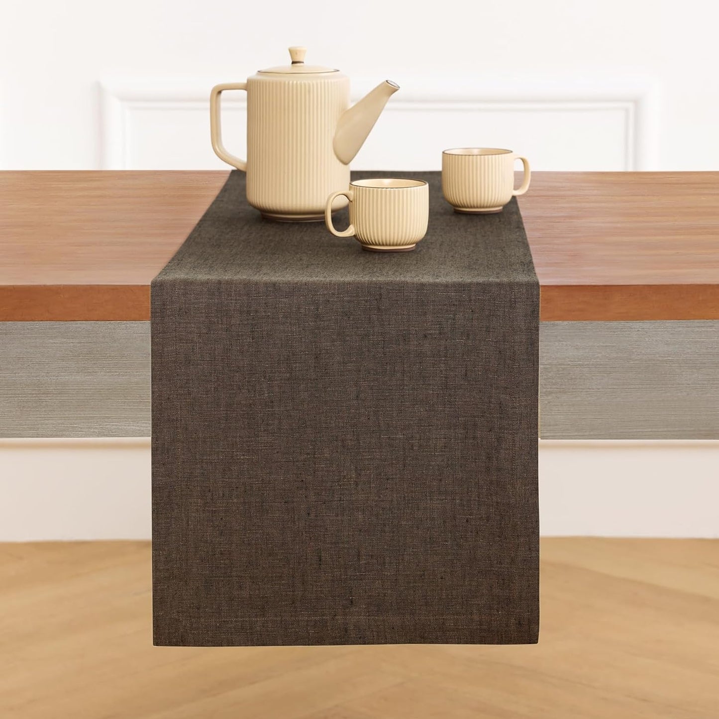 Solino Home Linen Table Runner 90 Inches Long - Athena, 100% Pure Linen Light Natural Table Runner 14 x 90 Inch for Dining, Fall, Autumn, Thanksgiving, Holiday