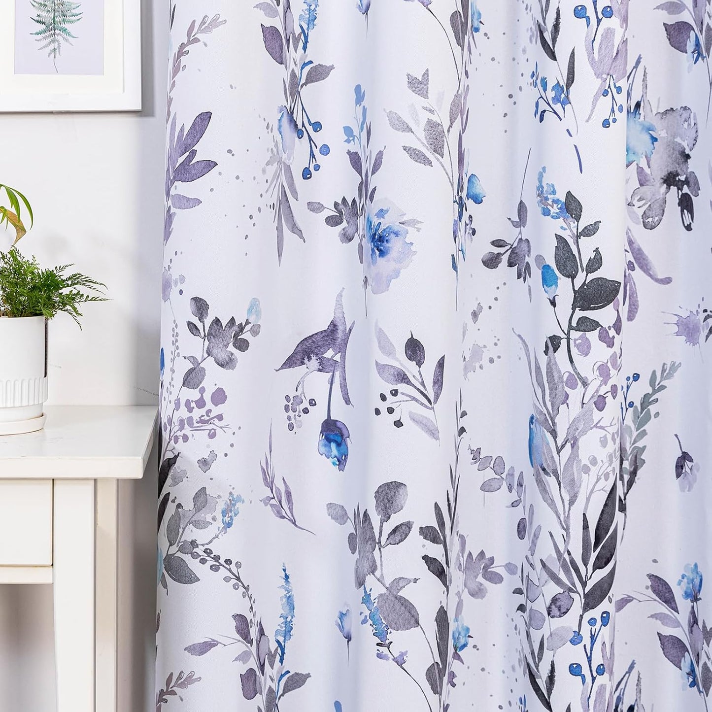 MYSKY HOME Kitchen Curtains 45 inch Length Floral Blackout Curtains Thermal Insulated Room Darkening Curtains Grommet Top 2 Panels for Bedroom Bathroom Dormer Window, Yellow and Blue