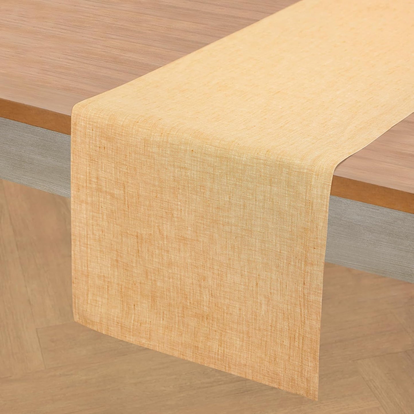 Solino Home Linen Table Runner 90 Inches Long - Athena, 100% Pure Linen Light Natural Table Runner 14 x 90 Inch for Dining, Fall, Autumn, Thanksgiving, Holiday