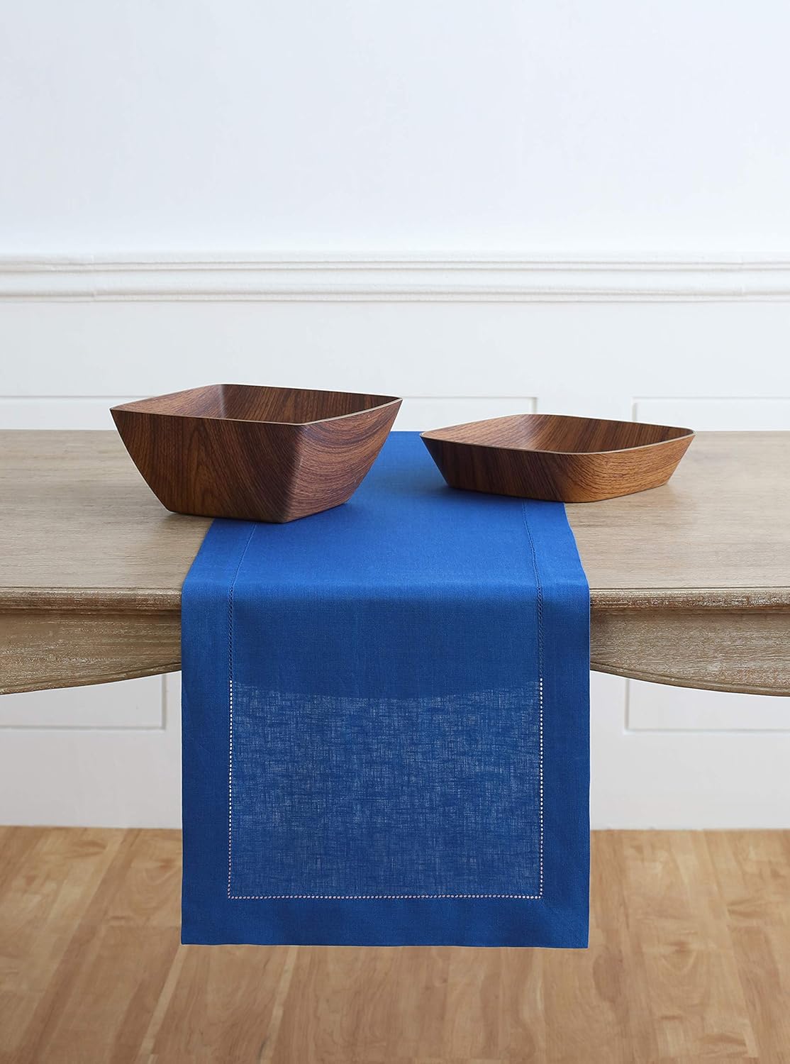 Solino Home Linen Table Runner 108 Inches Long - Classic Hemstitch 100% Pure Linen Light Natural Dining Table Runner 14 x 108 Inch for Fall, Autumn, Thanksgiving