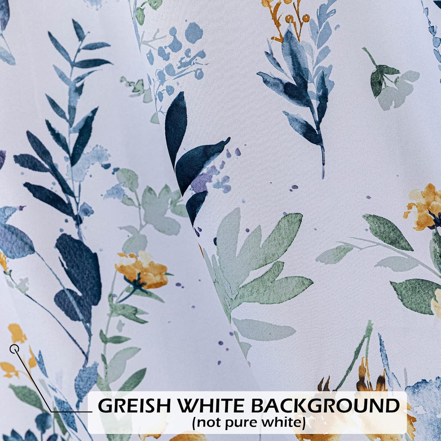 MYSKY HOME Kitchen Curtains 45 inch Length Floral Blackout Curtains Thermal Insulated Room Darkening Curtains Grommet Top 2 Panels for Bedroom Bathroom Dormer Window, Yellow and Blue