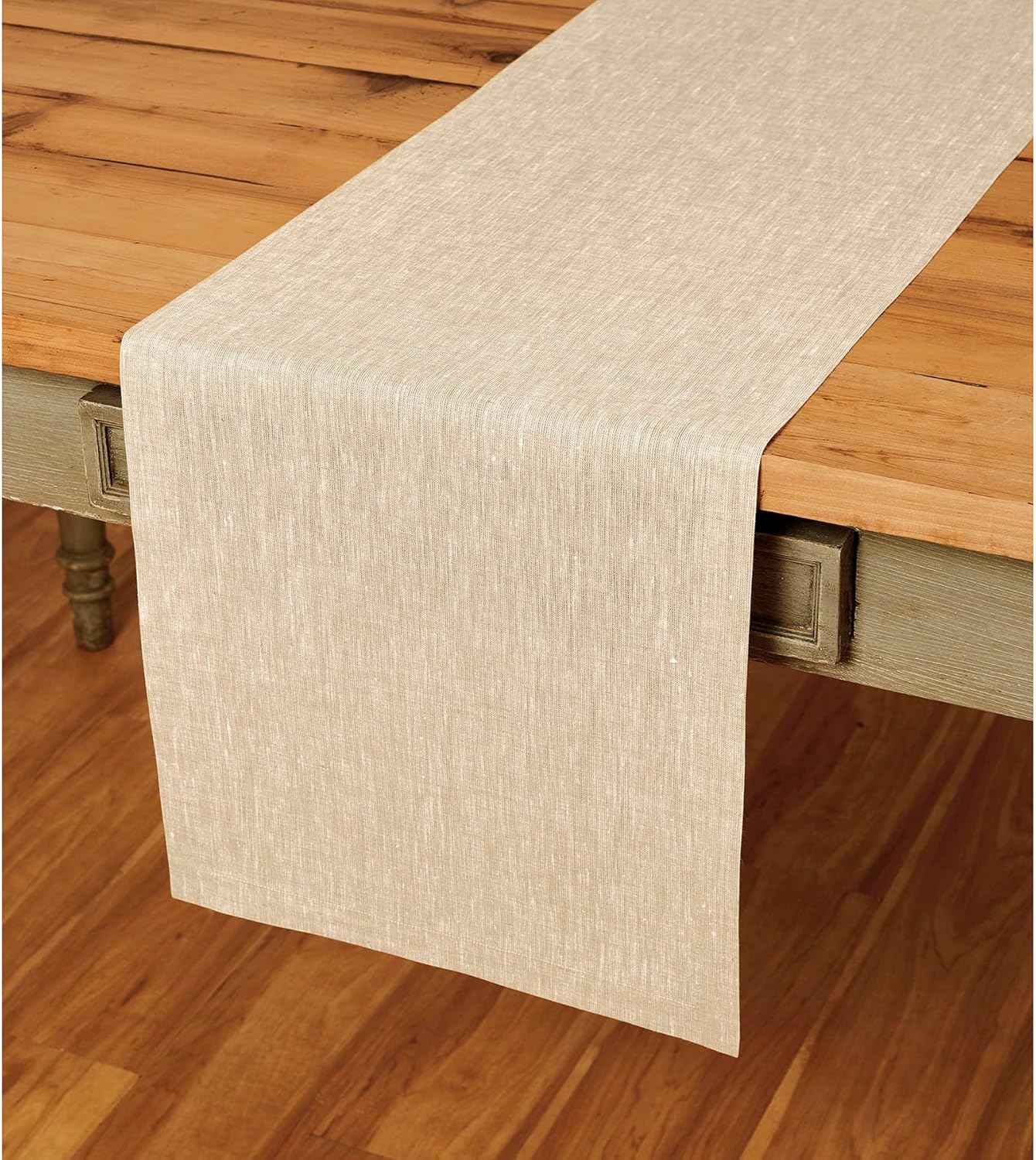 Solino Home Linen Table Runner 90 Inches Long - Athena, 100% Pure Linen Light Natural Table Runner 14 x 90 Inch for Dining, Fall, Autumn, Thanksgiving, Holiday