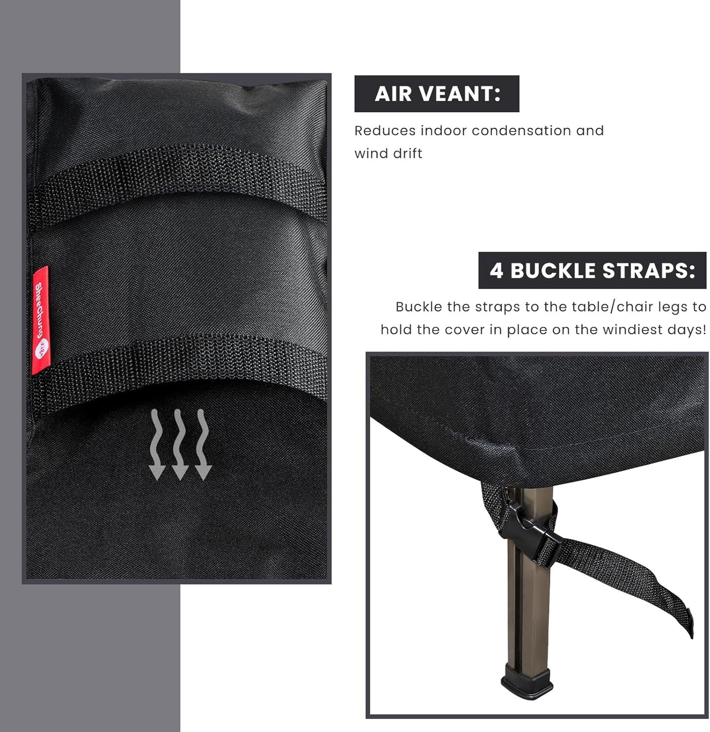 SheeChung Outdoor Furniture Cover Square 74"Lx74"Wx28"H,Waterproof Patio Fabric Furniture Covers,Heavy Duty Outdoor Table and Chairs Cover,Patio Covers for Outdoor Furniture Waterproof