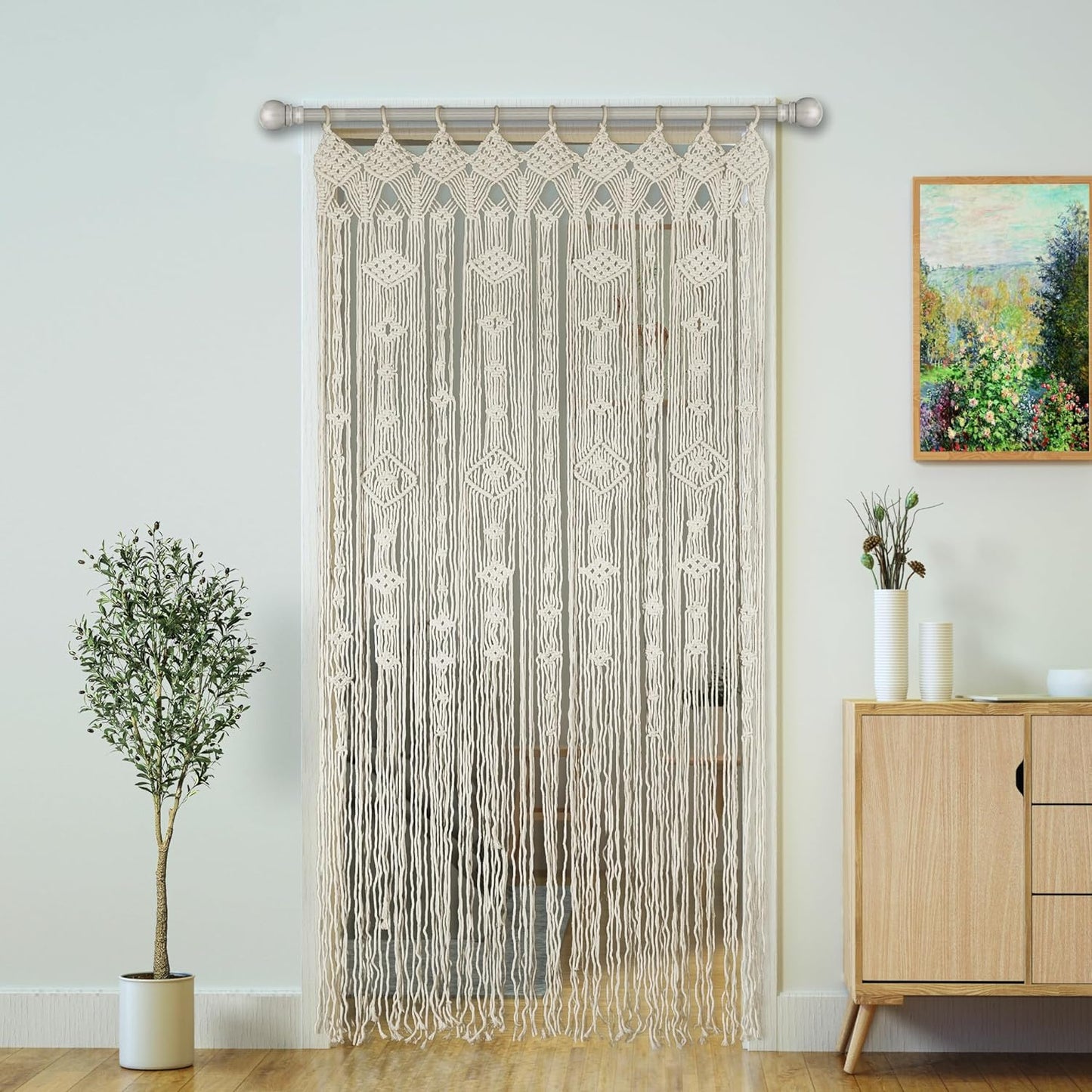 Macrame Curtain Boho Doorway Curtains,Handmade String Backdrop Panel Hippie Door Hanging Wedding Decor Arch Curtain Room Divider Bohemian Wall Cover Window Bedroom Doors (Arch)