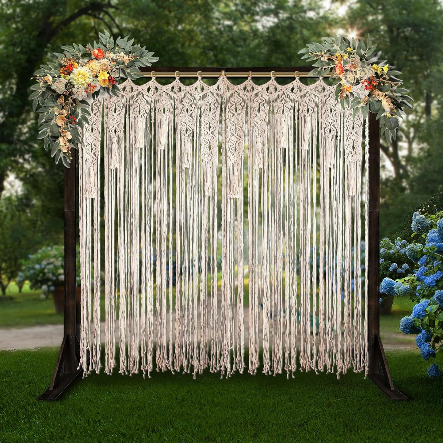 Macrame Curtain Boho Doorway Curtains,Handmade String Backdrop Panel Hippie Door Hanging Wedding Decor Arch Curtain Room Divider Bohemian Wall Cover Window Bedroom Doors (Arch)