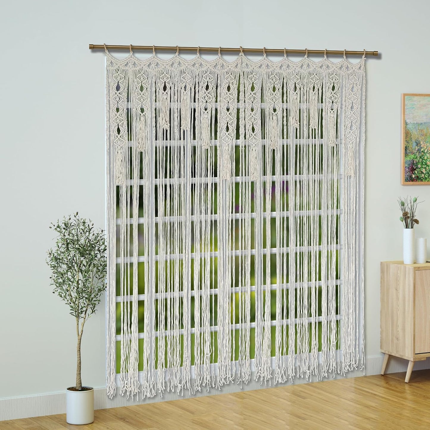 Macrame Curtain Boho Doorway Curtains,Handmade String Backdrop Panel Hippie Door Hanging Wedding Decor Arch Curtain Room Divider Bohemian Wall Cover Window Bedroom Doors (Arch)