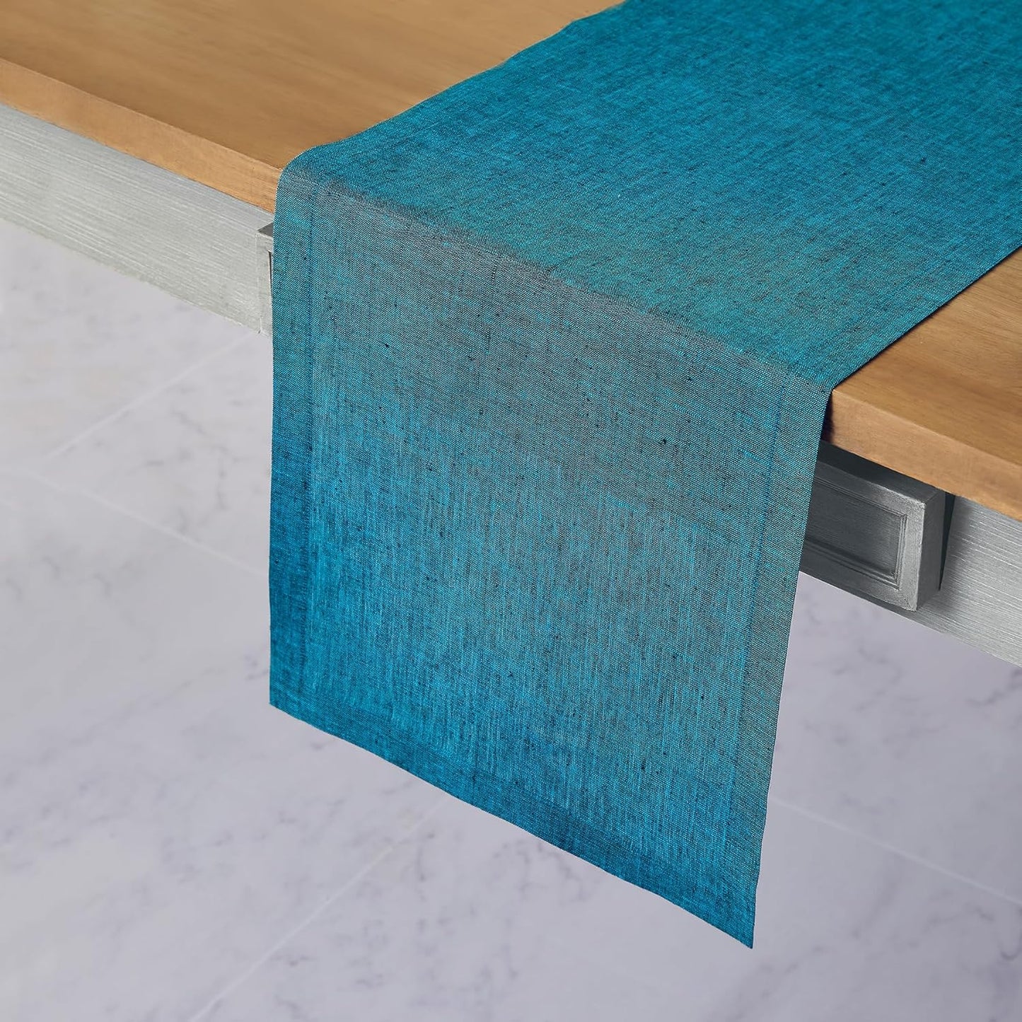 Solino Home Linen Table Runner 90 Inches Long - Athena, 100% Pure Linen Light Natural Table Runner 14 x 90 Inch for Dining, Fall, Autumn, Thanksgiving, Holiday