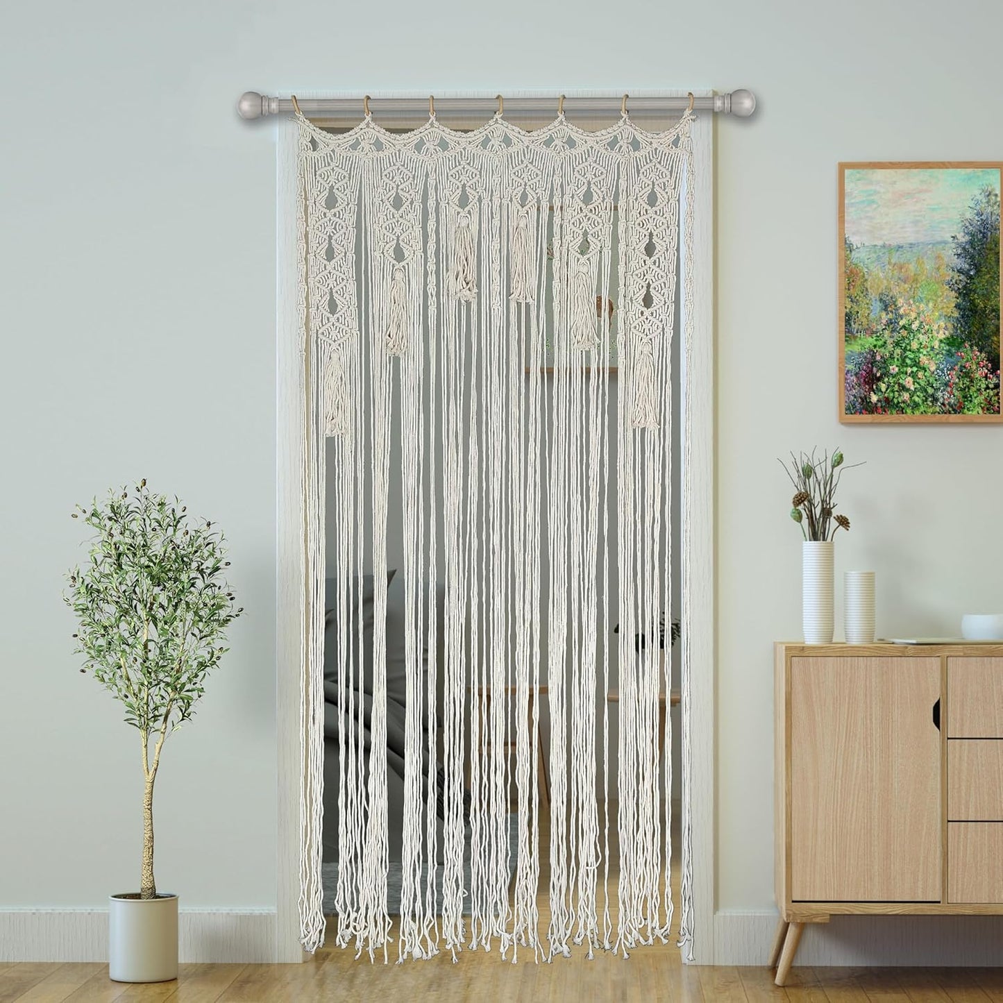 Macrame Curtain Boho Doorway Curtains,Handmade String Backdrop Panel Hippie Door Hanging Wedding Decor Arch Curtain Room Divider Bohemian Wall Cover Window Bedroom Doors (Arch)