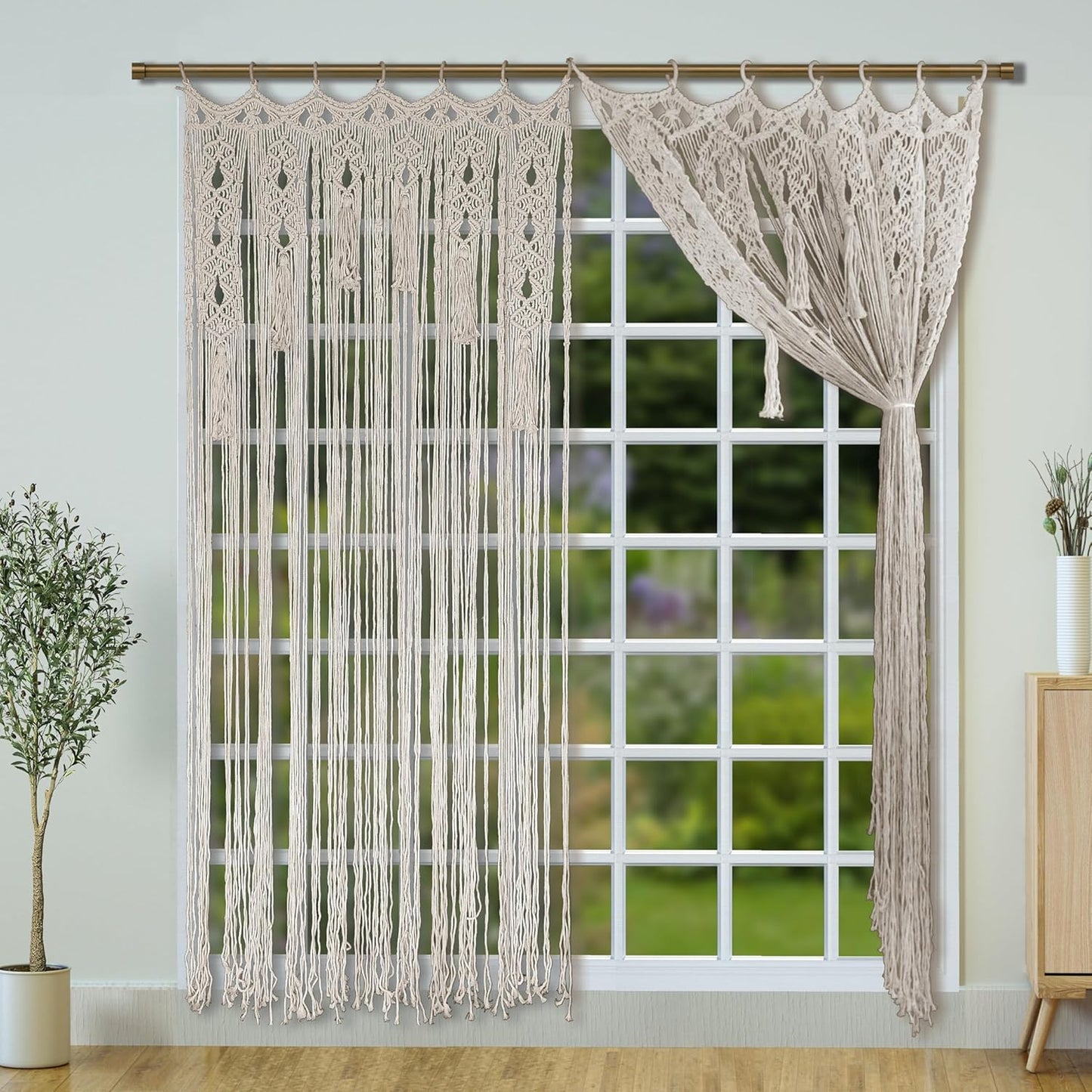 Macrame Curtain Boho Doorway Curtains,Handmade String Backdrop Panel Hippie Door Hanging Wedding Decor Arch Curtain Room Divider Bohemian Wall Cover Window Bedroom Doors (Arch)